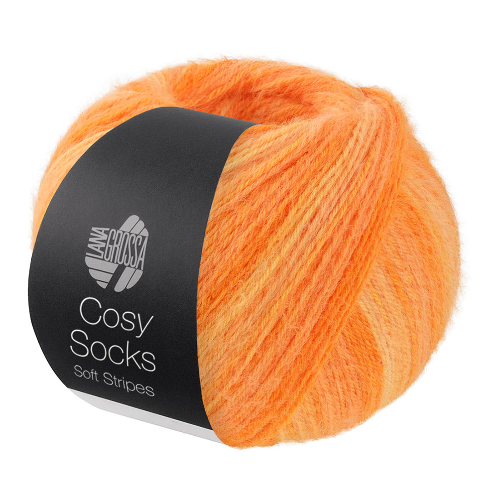 Lana Grossa Cosy Socks Soft Stripes 112 Lichtoranje/Mandarijn