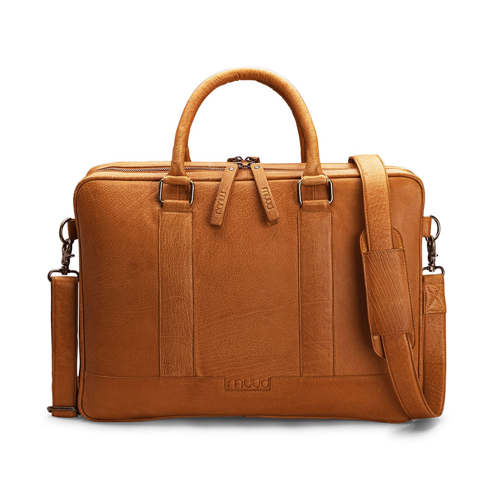 MUUD Drea - Whiskey Handgemaakt leren laptoptas
