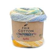 Katia Fair Cotton Infinity 106 Blauw-Geel-Khaki