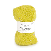 Katia Silky Mohair Paillettes 202 Geel - bol garen in kleur Geel