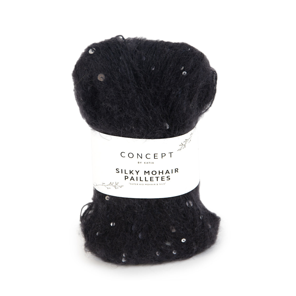 Katia Silky Mohair Paillettes 209 Zwart - bol garen in kleur Zwart
