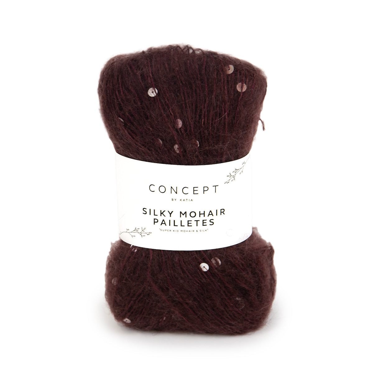 Katia Silky Mohair Paillettes 210 wijn - bol garen in kleur wijn