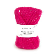 Katia Silky Mohair Paillettes 211 Fuchsia - bol garen in kleur Fuchsia