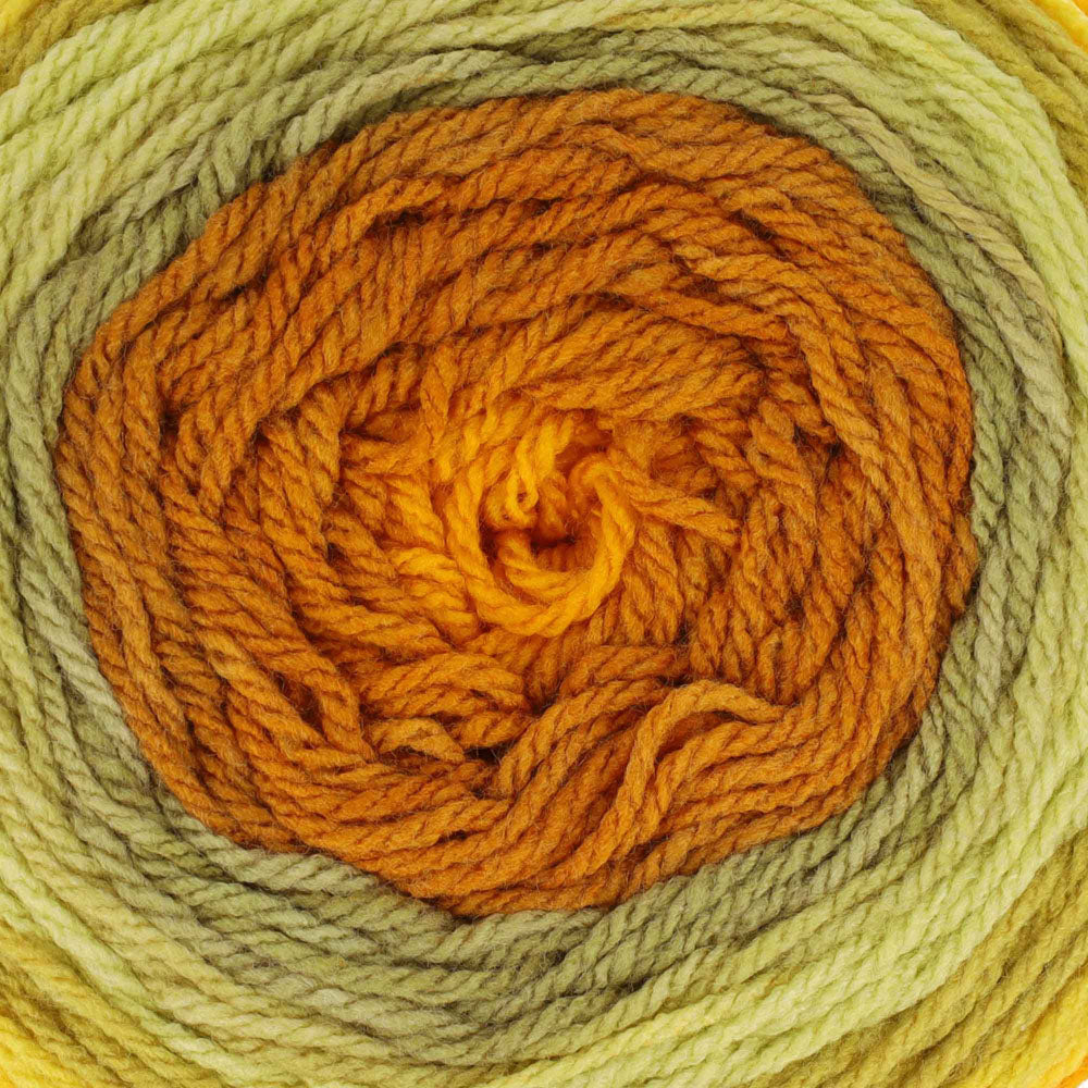 Scheepjes Colour Crafter Cake 710 Mid-Century Mod. - close-up van de draad en het kleurverloop