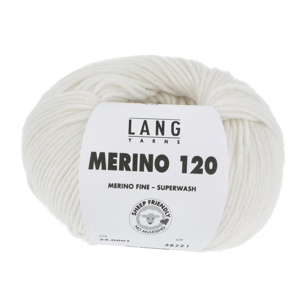 Lang Yarns Merino 120 0001 Wit - bol garen - vooraanzicht