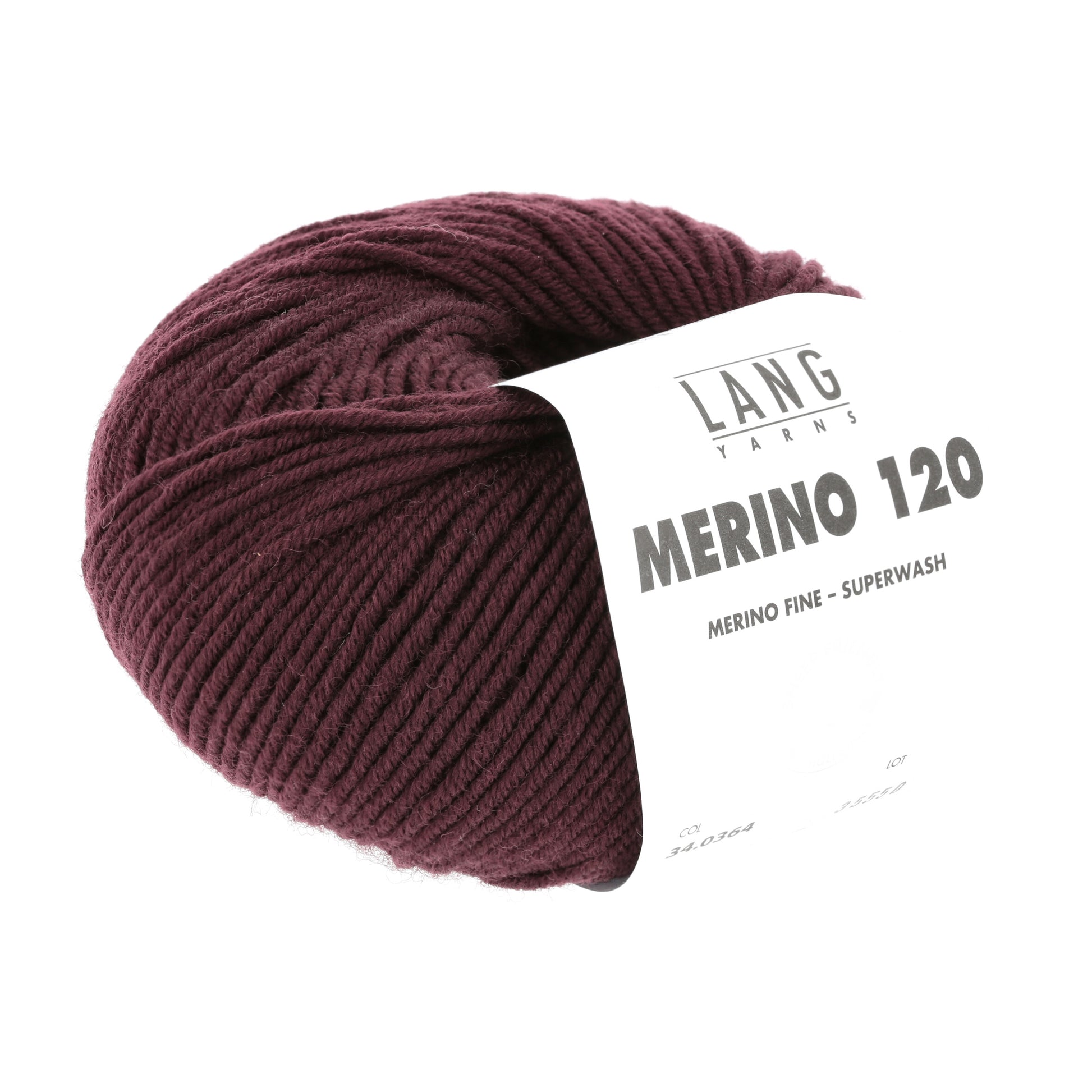 Lang Yarns Merino 120 0364 Bordeaux - bol garen - tweede schuine aanzicht
