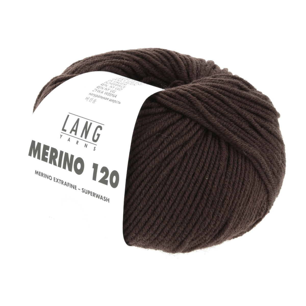 Lang Yarns Merino 120 0468 Donker Bruin - bol garen - schuin van voren
