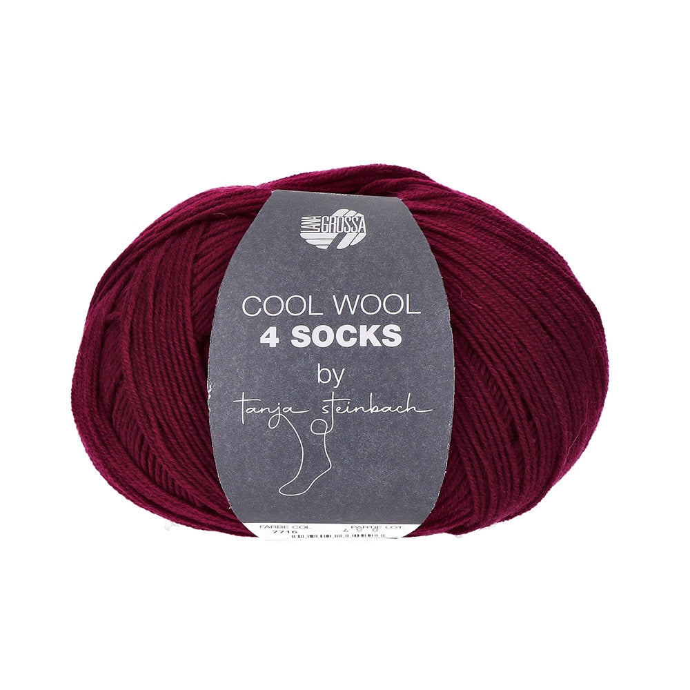 Lana Grossa Cool Wool 4 Socks Uni 7716 Bordeaux