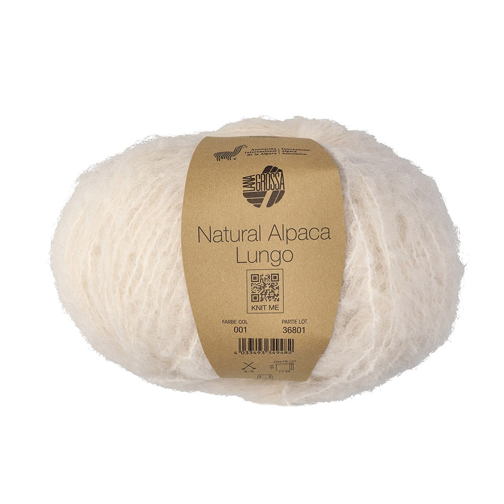Lana Grossa Natural Alpaca Lungo 001 Gebroken Wit