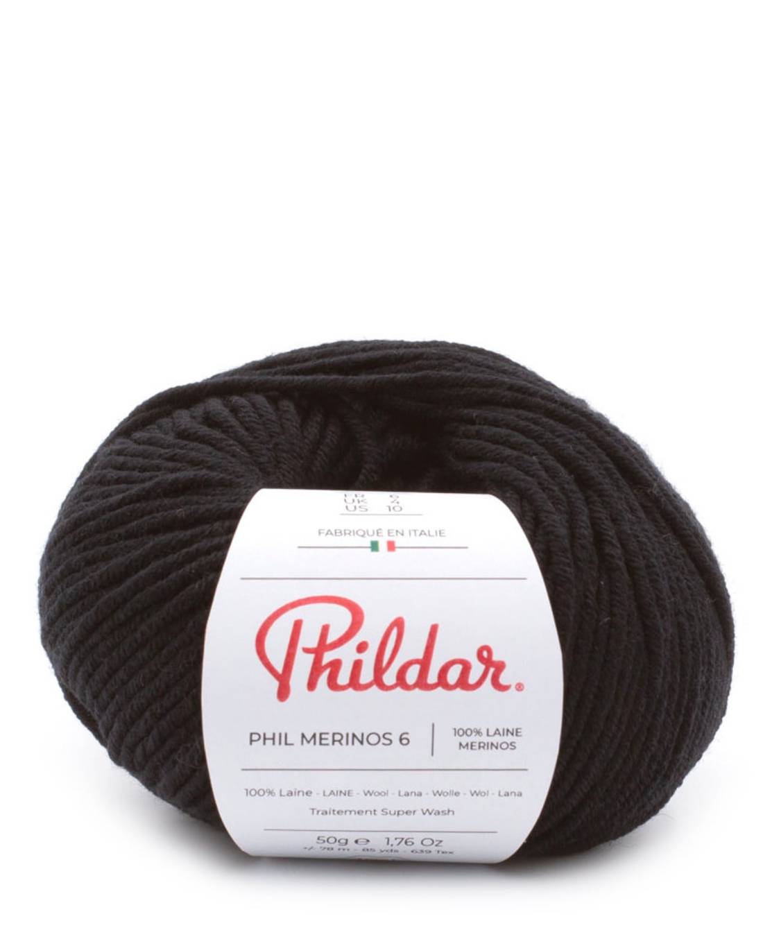 Phildar Phil Merinos 6 1200 Black - bol 100% merinowol in kleur Black