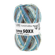 Lang Yarns Super Soxx Color 4-Fach 565 Blauw/Grijs 1153 Akebi - bol sokkengaren met wikkel