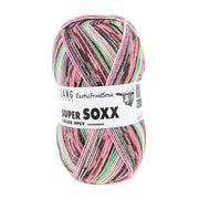 Lang Yarns Super Soxx Color 4-Fach 570 Roze/Zalm/Groen 1153 Drakenfruit - bol sokkengaren met wikkel