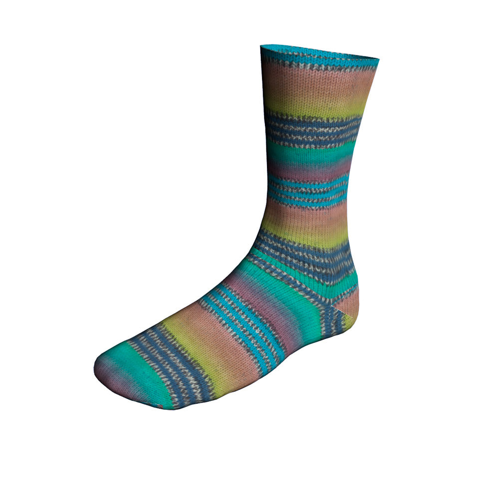 Lang Yarns Twin Soxx 4-Fach 583 Blauw/Turquoise/Lichtgroen 1156 Grateful - gebreide sok met het kleurverloop