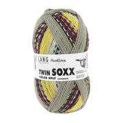 Lang Yarns Twin Soxx 4-Fach 585 Geel/Bruin/Lichtblauw 1156 Excited - bol sokkengaren met wikkel