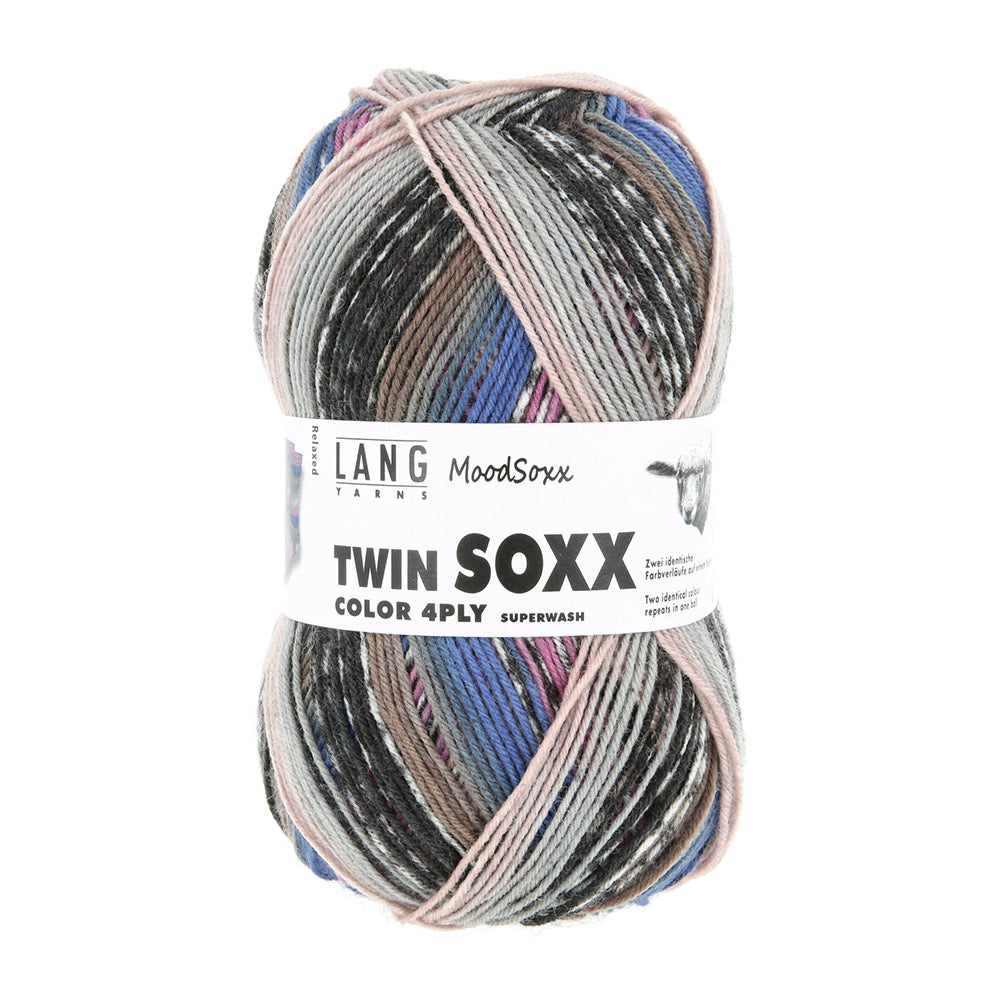 Lang Yarns Twin Soxx 4-Fach 587 Blauw/Violet/Marine 1156 Relaxed - bol sokkengaren met wikkel