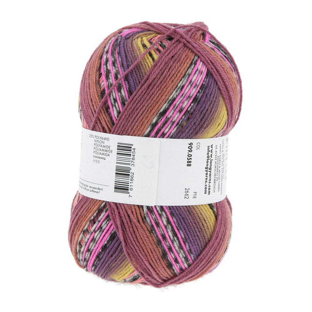 Lang Yarns Twin Soxx 4-Fach 588 Roze/Oranje/Geel/Zalm 1156 Optimistic - bol sokkengaren vanuit vierde hoek