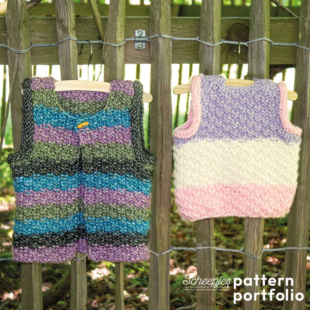 Scheepjes Pattern Portfolio Stone Washed XXL NL - twee gebreide Spencer tops in verschillende kleuren