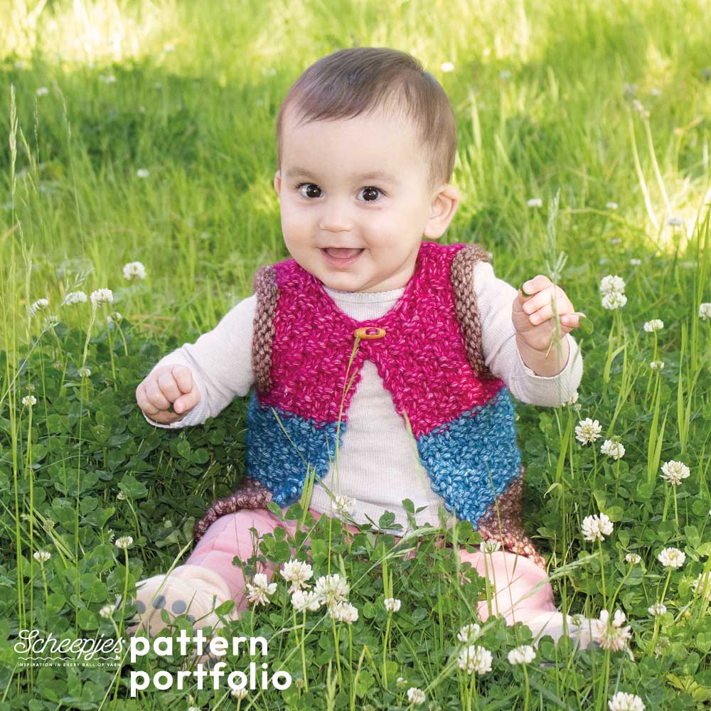 Scheepjes Pattern Portfolio Stone Washed XXL NL - Robin Vest kleurrijk babyvest