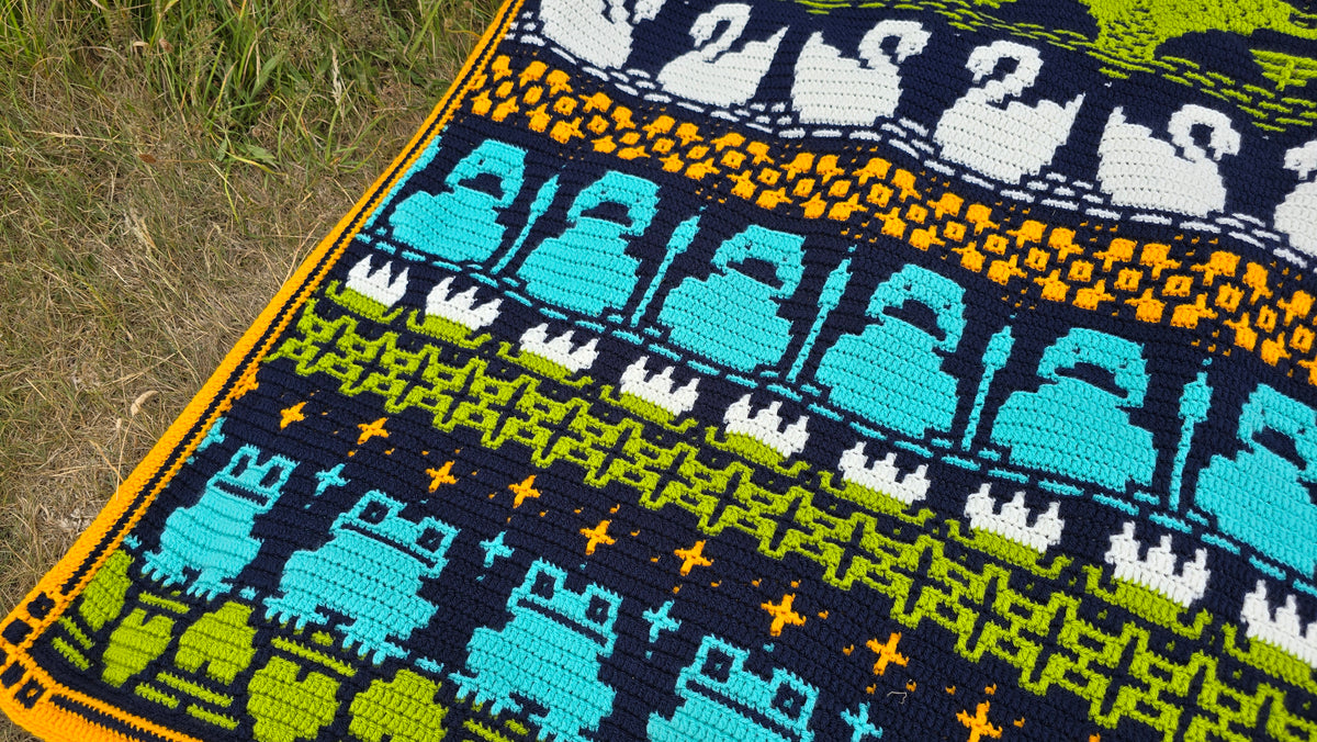 Rosina Plane Waterside CAL Pond - detail van overlay mozaïek met kikker en waterlelies