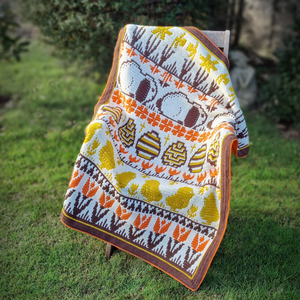 Rosina Plane Spring Into Easter Deken - Retro kleurstelling met paaseieren en tulpen