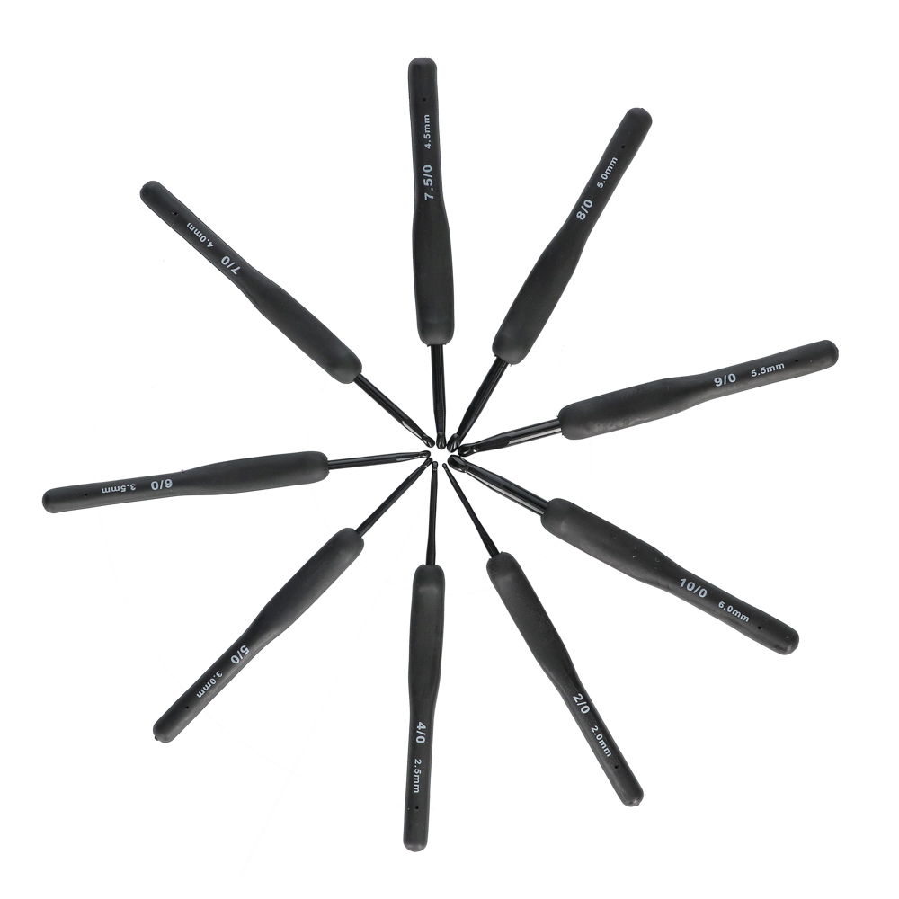 Wolplein Haaknaaldenset Black met 9 ergonomische haaknaalden van 2.00 tot 6.00 mm