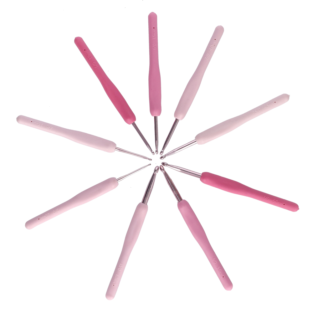 Wolplein Haaknaaldenset Pink met 9 ergonomische haaknaalden van 2.00 tot 6.00 mm