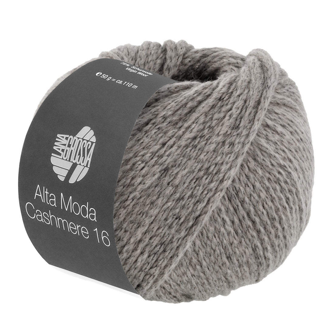 Lana Grossa Alta Moda Cashmere 16 075 Steengrijs bol garen - 075 Steengrijs