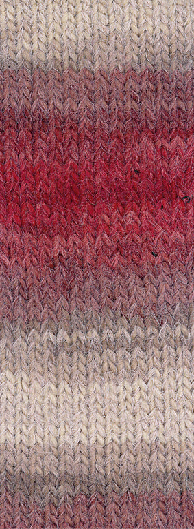 Lana Grossa Basta Mista 119 Bordeaux/Wijn-/Grijsrood/Taupe/Grijsbeige - detailfoto van de zachte pluizige garenstructuur