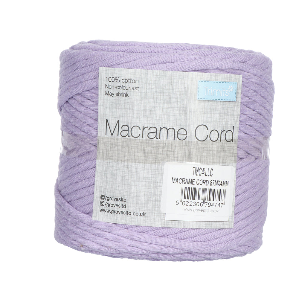 Trimits Macramé Cord Cotton 87m x 4mm 04 Lilac