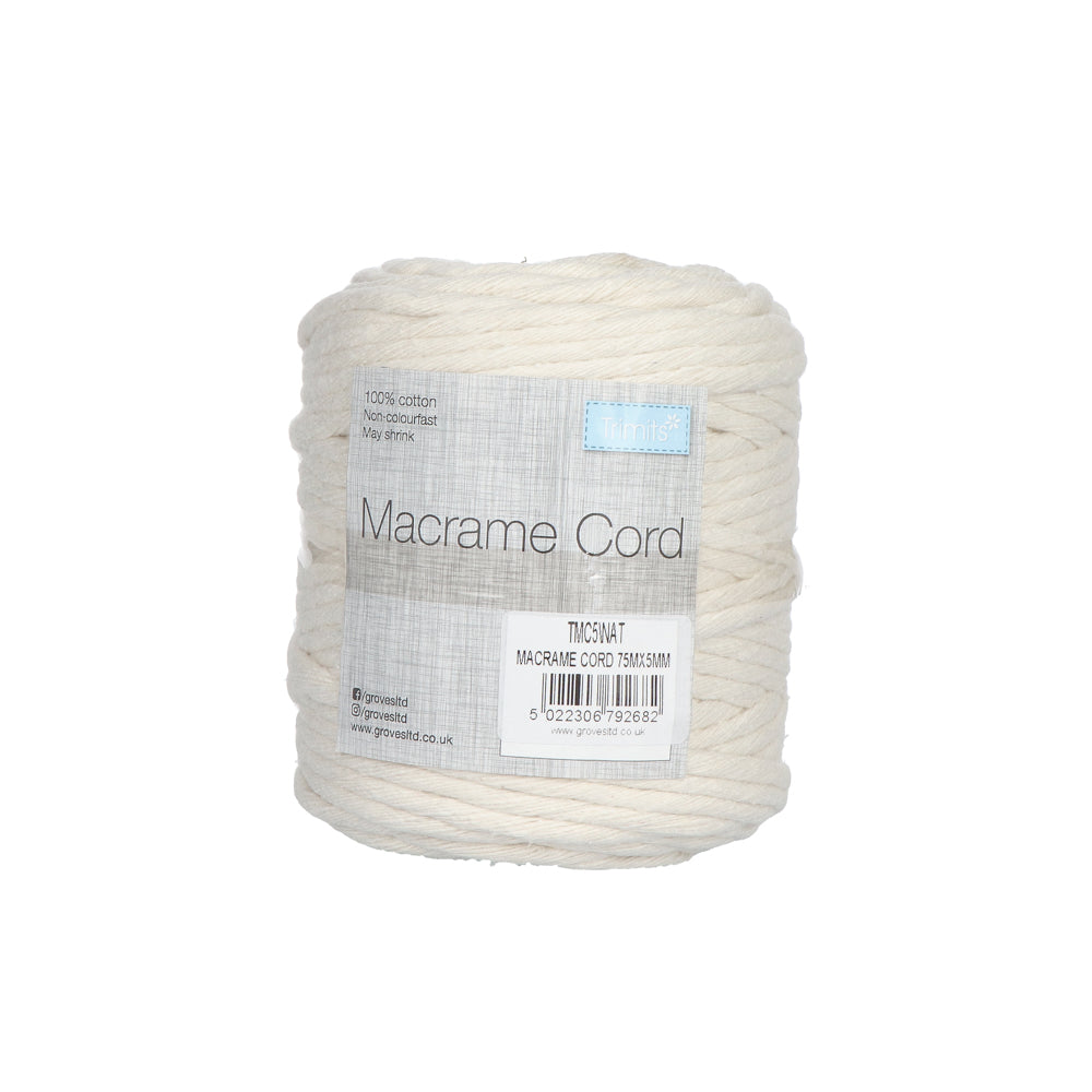 Trimits Macramé Cord Cotton 75m x 5mm 06 Natural (0.5 kg)