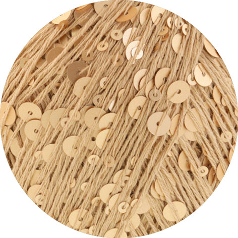 Detailfoto van Lana Grossa Cosmo 009 Woestijngeel met grote en kleine pailletten