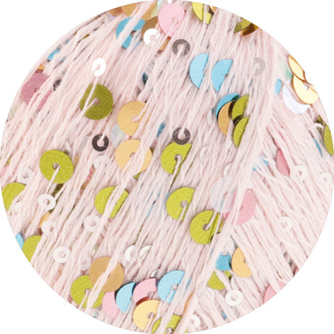 Detailfoto van Lana Grossa Cosmo 012 Lichtroze met grote en kleine pailletten
