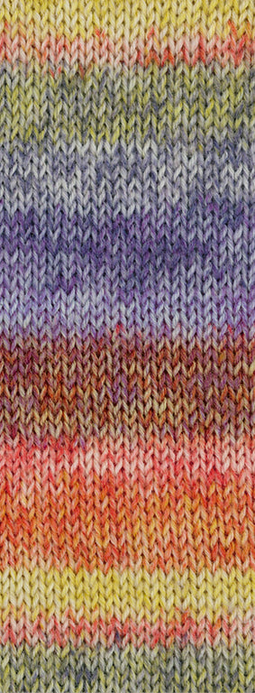Lana Grossa Cosy Socks Dream 251 Terracotta / Mosterd / Donkergrijs / Blauwviolet / Lila / Donkerrood / Rood - sfeerfoto van het multicolour sokkengaren