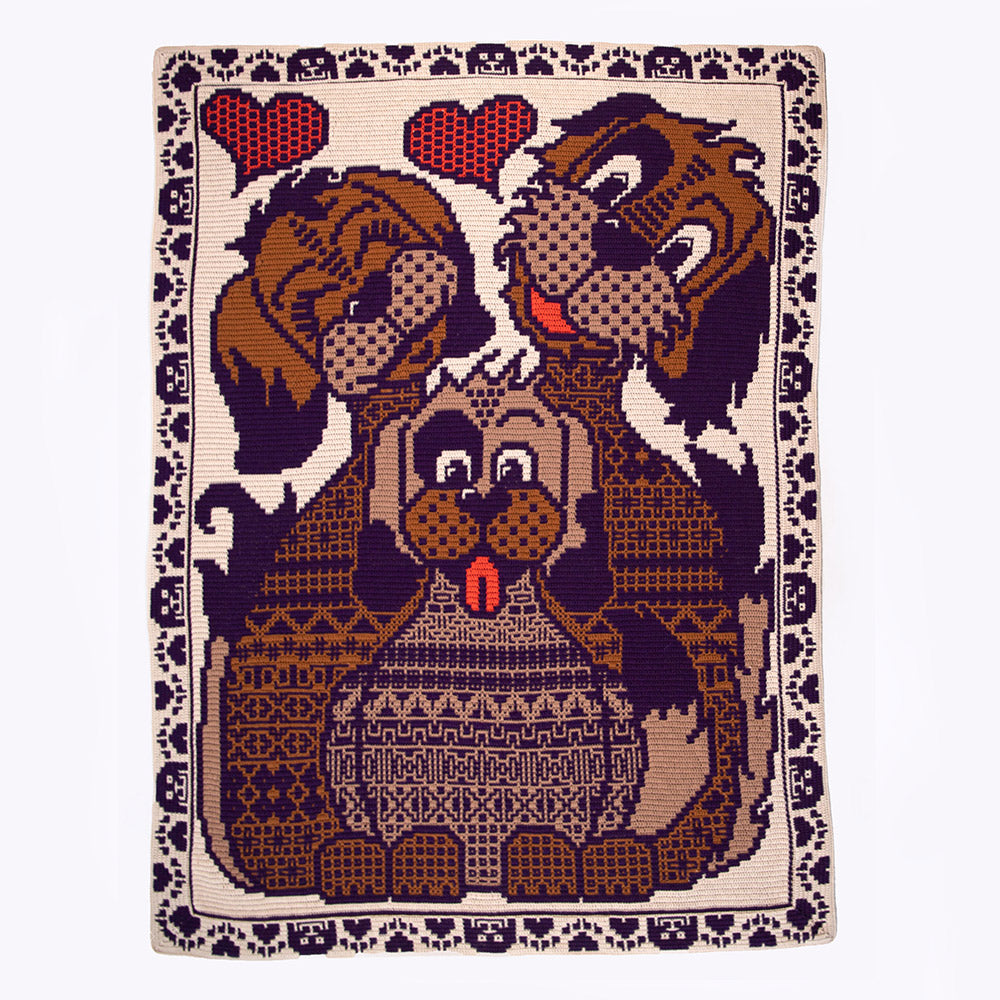 AdO Crochet - Zen Tangle Dogs Deken Interlocking Haakpakket - Inclusief Digitaal Patroon
