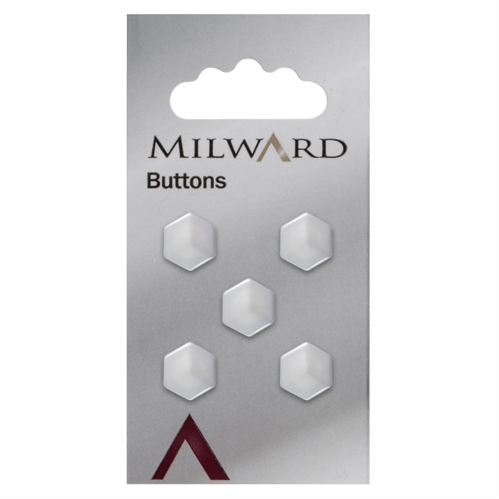 Milward Parelmoer Knoop Hexagon Wit 11mm (5 stuks)