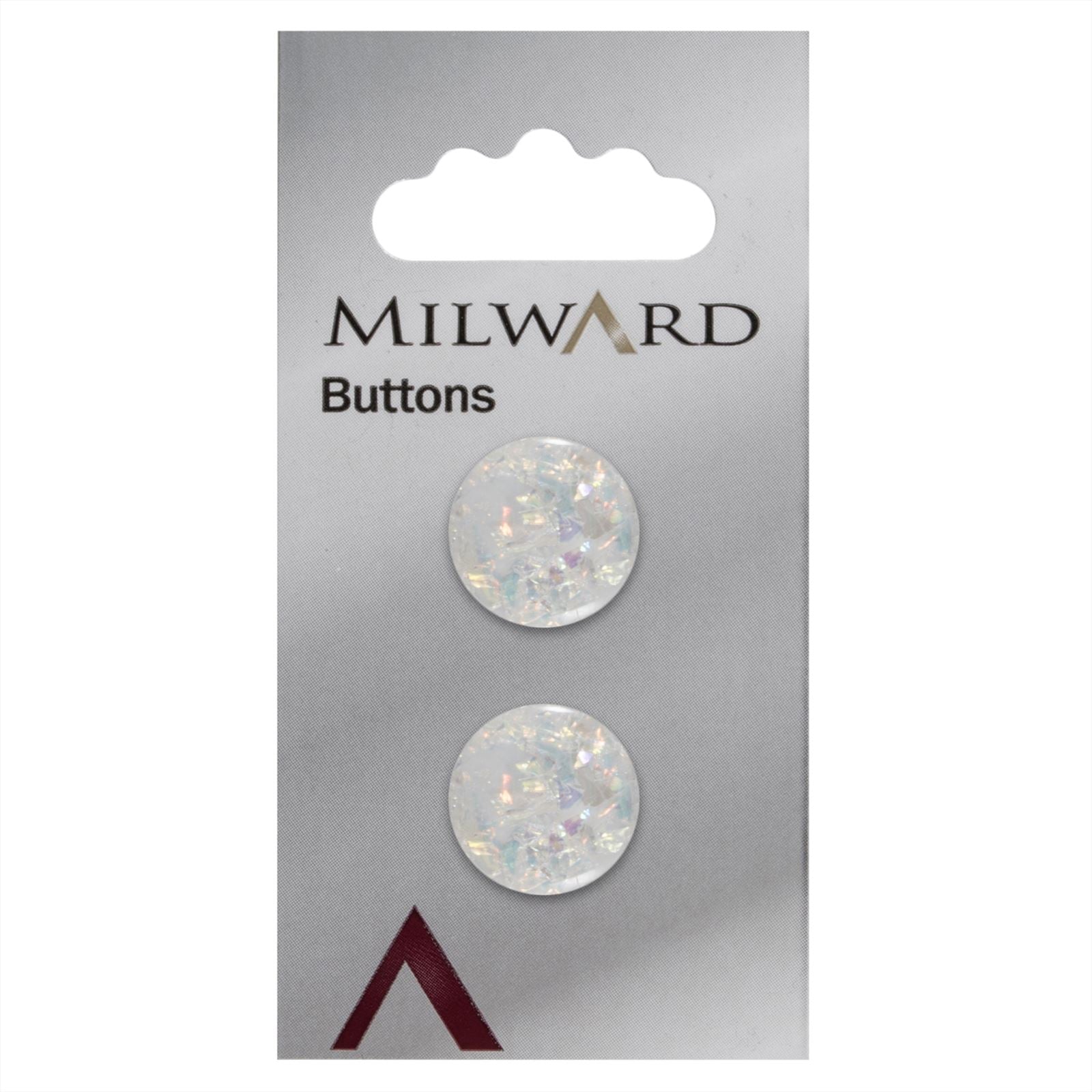 Milward Glitter Effect Knoop Wit 17mm (2 stuks)