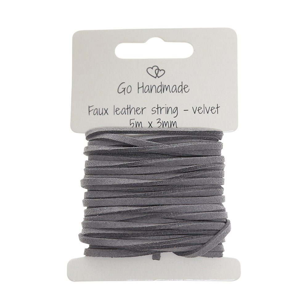 Go Handmade Velvet Koord 5 m x 3 mm 52 Grijs