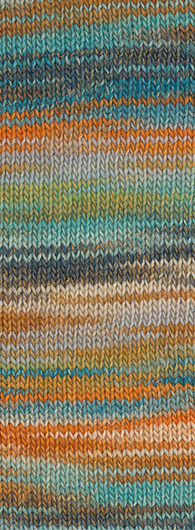 Lana Grossa Gomitolo Disegno 522 Olijf/Beige/Oker/Donker-/Lichtgrijs/Turquoise/Oranje/Mint - kleurverloop