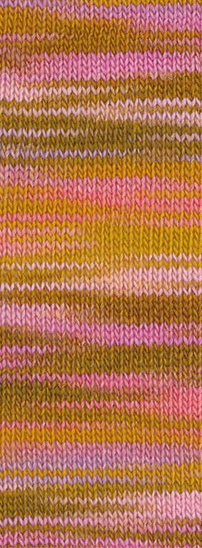 Lana Grossa Gomitolo Disegno 524 Woestijngeel/Lila/Roze/Roze/Geelbruin - kleurverloop