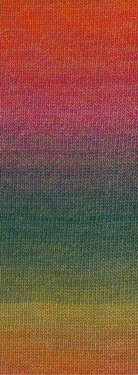 Lana Grossa Gomitolo Gala 4037 Rood/Tomaat/Fuchsia/Donkergroen/-olijf/Lichtolijf/Bruin - kleurverloop