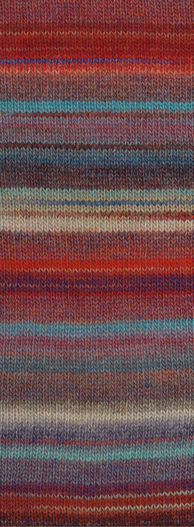 Lana Grossa Gomitolo Gala 4045 Donker-/Grijsrood/Turquoise/Petrol/Grijsblauw/Beige/Grijsbruin - kleurverloop