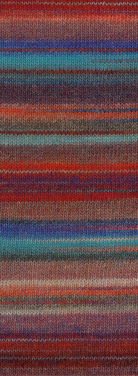 Lana Grossa Gomitolo Intenso 240 Turquoise/Blauw/Donker-/Grijsrood/Rood/Oranje/Grijsgroen/Beige/Grijsbruin - kleurverloop