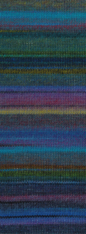 Lana Grossa Gomitolo Intenso 241 Turquoise/Nacht-/Grijsblauw/Roodviolet/Grijsgroen/Olijf/Antraciet/Zwart - kleurverloop