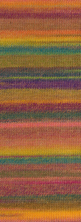 Lana Grossa Gomitolo Intenso 242 Donkerrood/Nougat/Oranje/Saffraangeel/Jade/Licht-/Donkergroen/Violet/Koraal - kleurverloop
