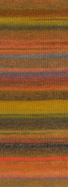 Lana Grossa Gomitolo Intenso 244 Oranje/Nougat/Oker/Grijsblauw/Licht-/Donker-/Roodbruin/Koraal - kleurverloop