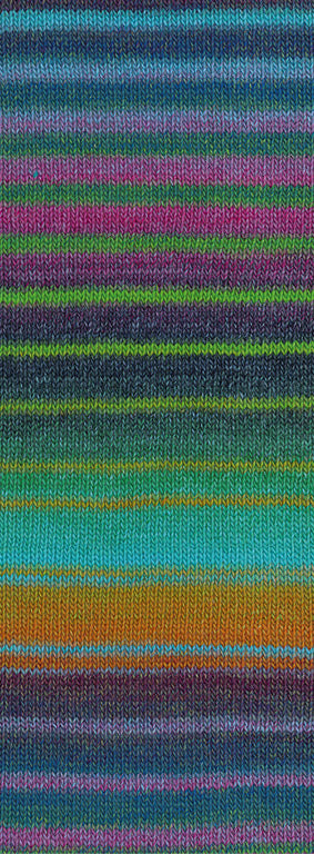 Lana Grossa Gomitolo Modo 624 Olijf/Geelbruin/Turquoise/Donkerbruin/-blauw/-groen/Jade/Fuchsia/Aubergine - kleurverloop