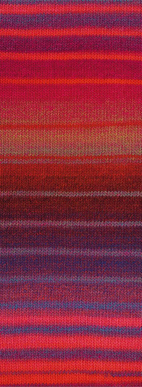 Lana Grossa Gomitolo Modo 626 Vuurrood/Rood/Donkerrood/Blauwrood/Bordeaux/Beigerood/Donkerblauw/Grijsrood - kleurverloop