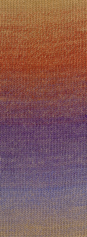 Lana Grossa Gomitolo Versione 466 Camel/Terracotta/Violet/Grijslila - kleurverloop