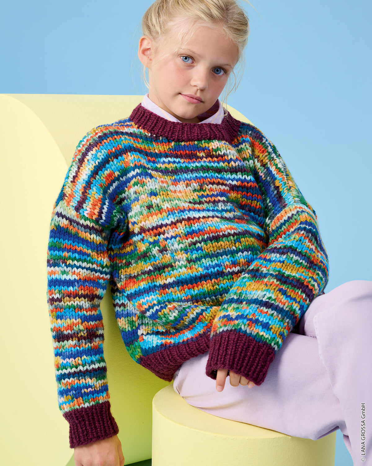 Lana Grossa Kids Nr. 15 model 26 - trui met Cool Merino Big en Crazy - sfeerfoto 1