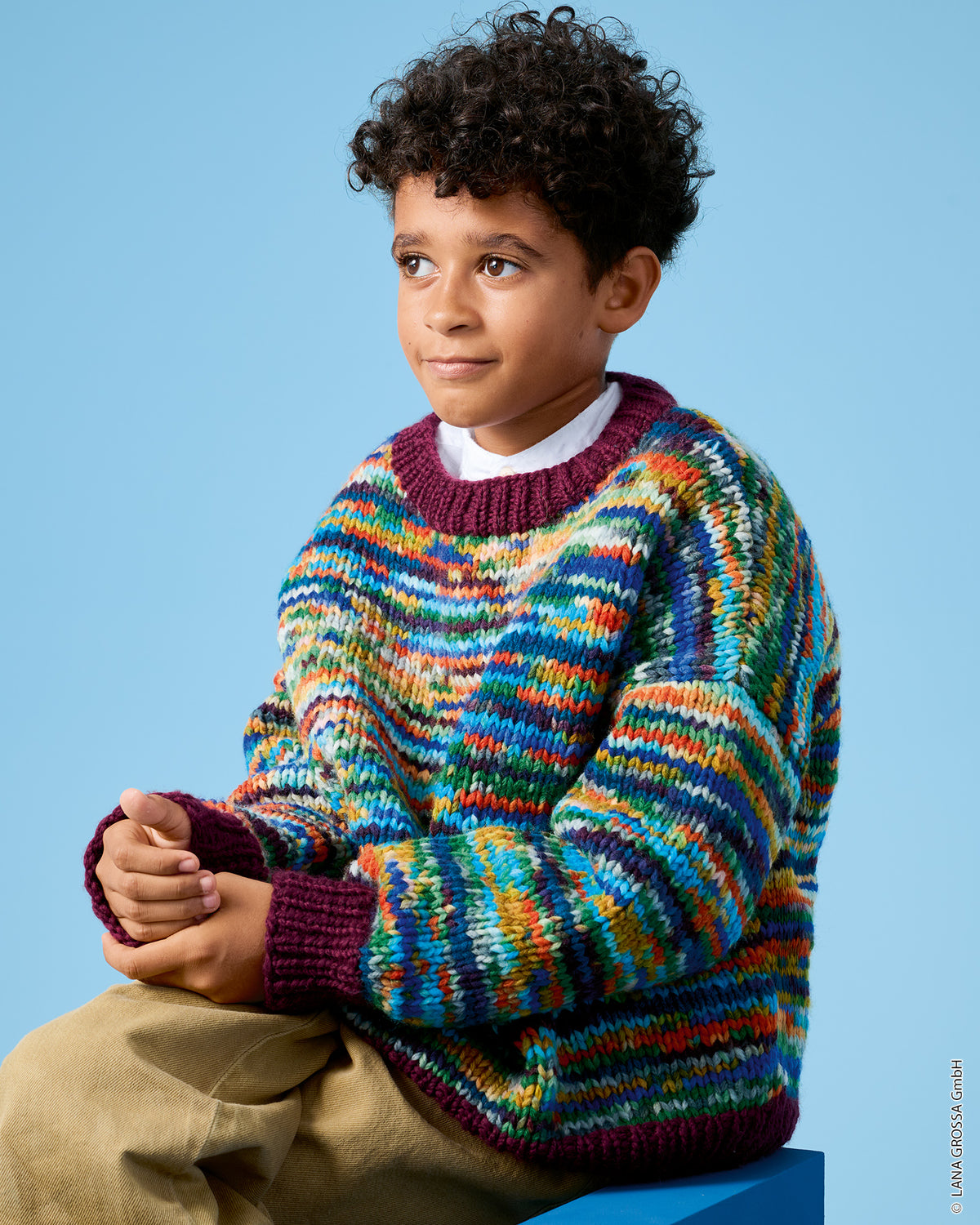 Lana Grossa Kids Nr. 15 model 26 - trui met Cool Merino Big en Crazy - sfeerfoto 4